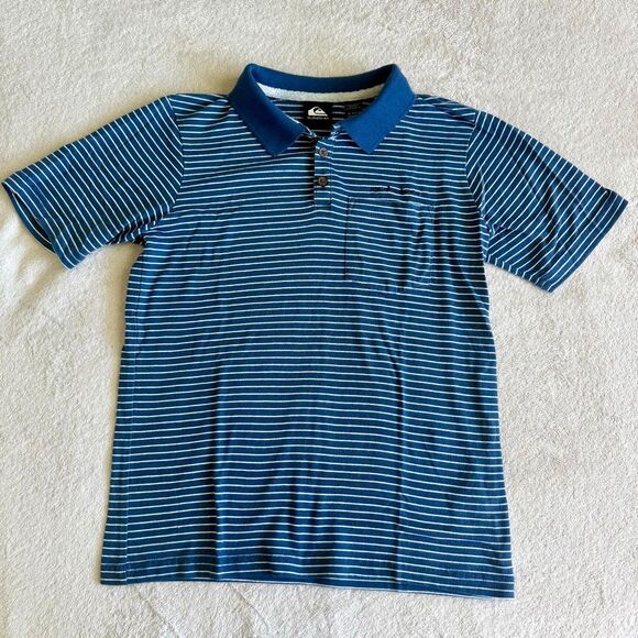 Quicksilver Other - Quicksilver Boys Blue Striped Short Sleeved Collared Polo Shirt
